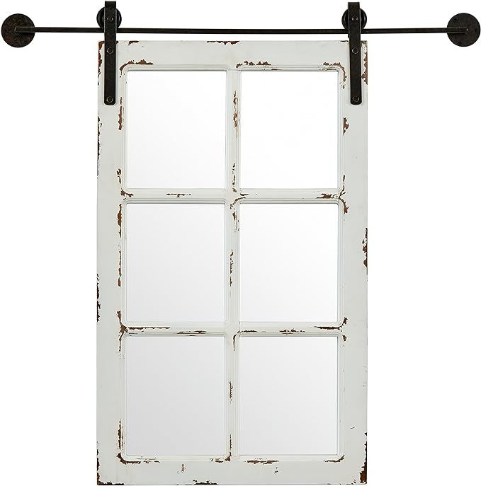 Stone & Beam Vintage-Look Rectangular Frame White Window Wood Mirror, 32.75 Inch Height, White | Amazon (US)