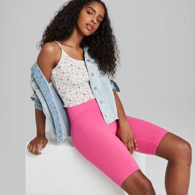 Women's High-Rise Bike Shorts - Wild Fable™ (Regular & Plus) Fuchsia Pink | Target