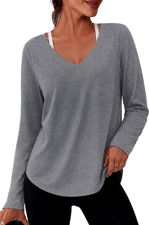 Alaroo Womens Workout Tops Reversible Long Sleeve V-Neck Shirts | Sun Protection Pilates Outfits ... | Amazon (US)