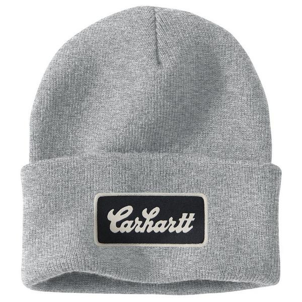 Carhartt Knit Cuffed Script Patch Work Beanie One Size Heather Grey | Scheels Sports