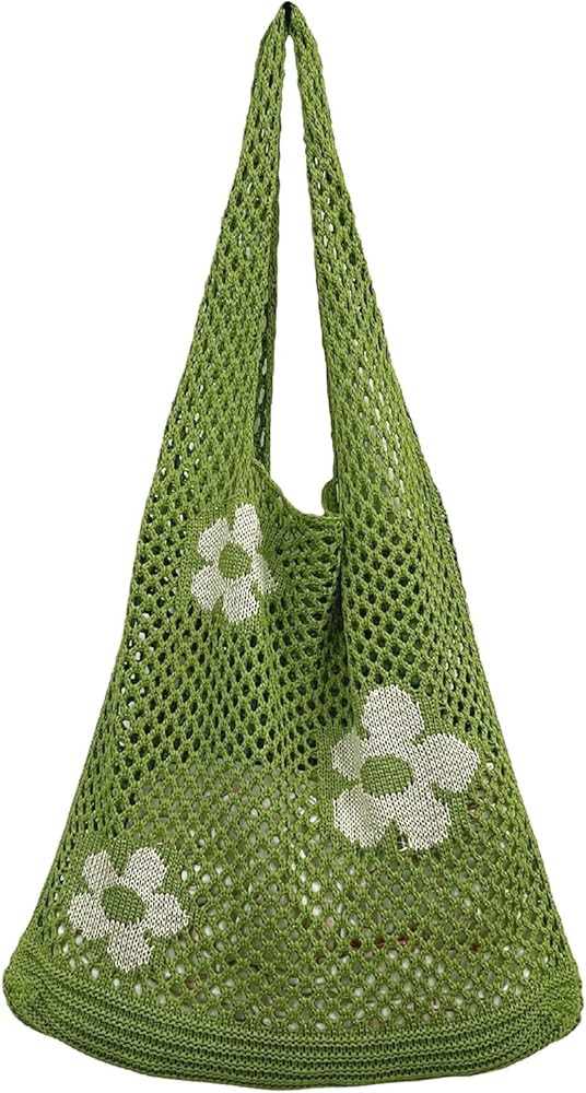 AIYUENCICI Crochet Tote, Fairy Hobo for Women - Y2k Purse, Knitted Shoulder Bag for Girls - Mesh ... | Amazon (US)