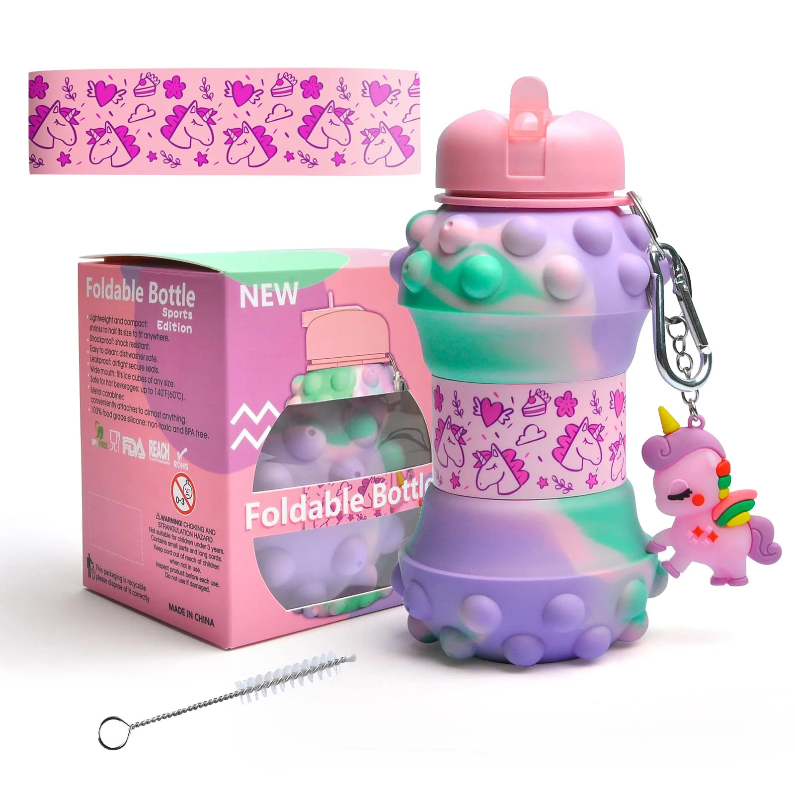 Louis Donné Collapsible Water Bottles For Kids, 19oz Unicorn Sports Water Bottle For Traveling, ... | Walmart (US)