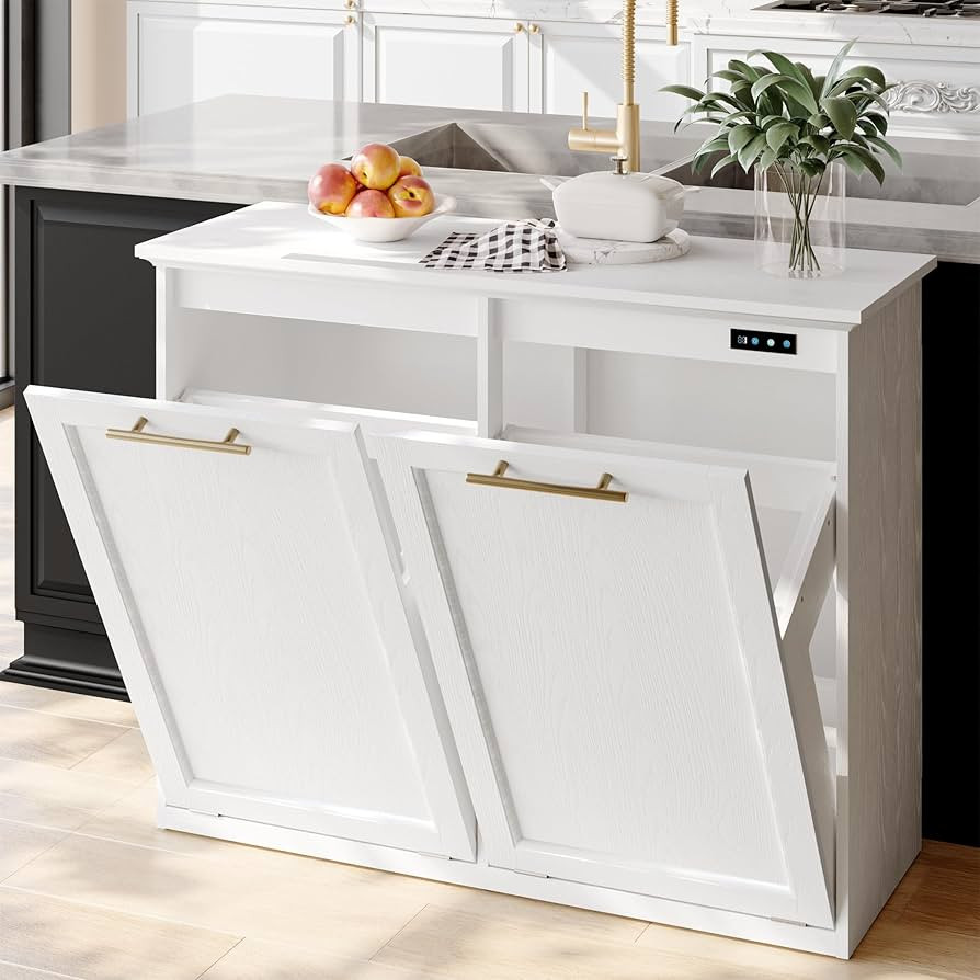 OLD CAPTAIN Tilt Out Trash Cabinet with Quick Installation and Deodorising Function, Wooden Frees... | Amazon (US)