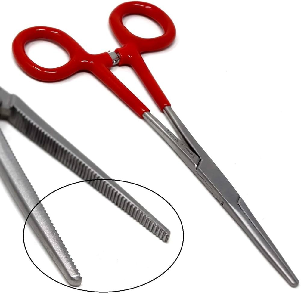 Premium Quality Red PVC Vinyl Grip Handle Hemostat Forceps Straight Serrated 6" | Amazon (US)