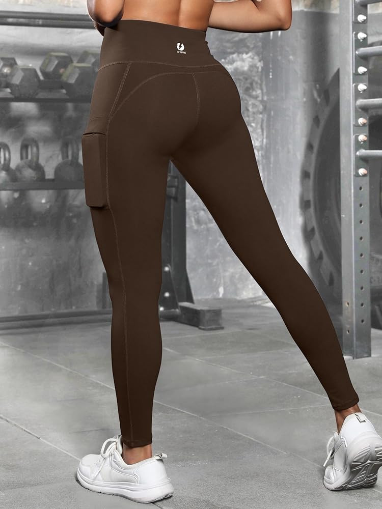 Women's Athletic Leggings High Waisted Workout Yoga Capris with Hat Pockets Cropped Solid Color A... | Amazon (UK)