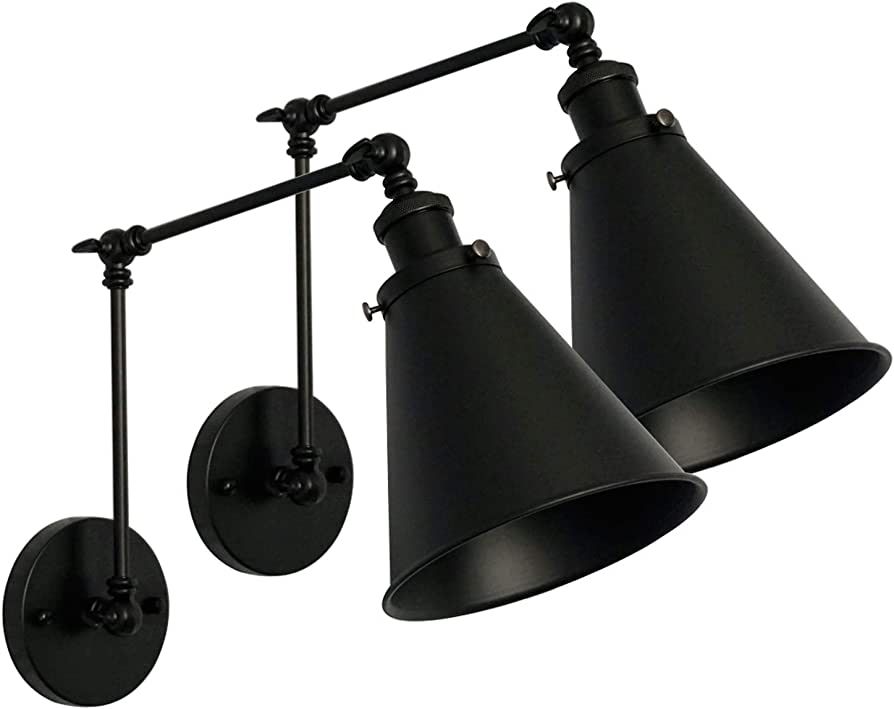 DZSUMY Industrial Black Wall Sconce Angle Adjustable Decorative Modern Farmhouse Wall Mount Light... | Amazon (US)