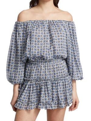 Zonia Off Shoulder Chiffon Mini Dress | Saks Fifth Avenue OFF 5TH (Pmt risk)