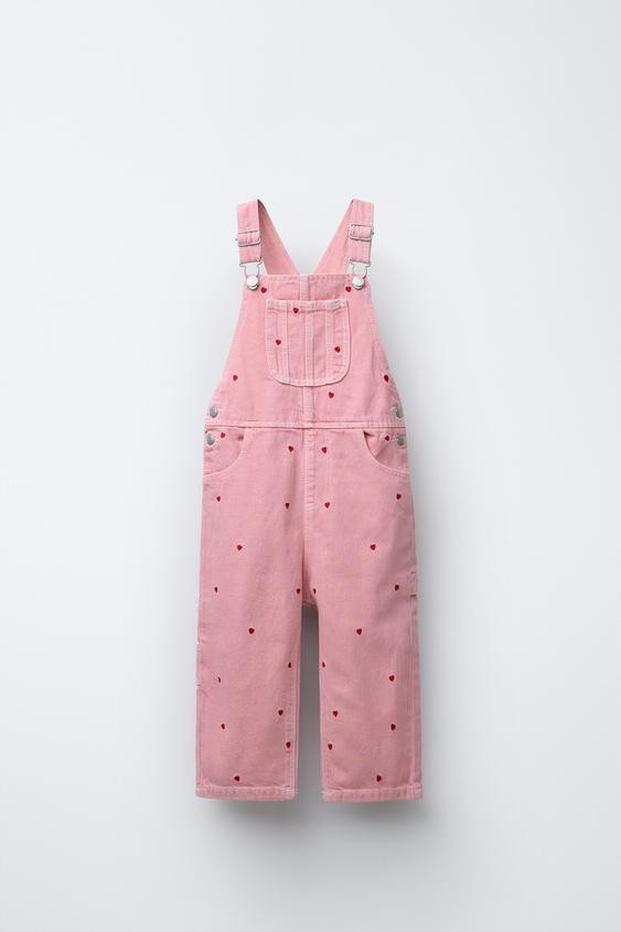 LONG TWILL DUNGAREES WITH HEARTS | Zara UK