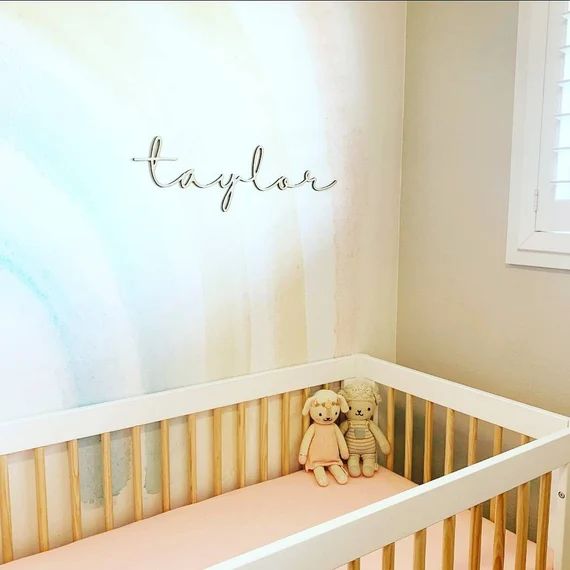 24 Inch Wood Script Nursery Baby Room Name Laser Cut Sign - Etsy | Etsy (US)