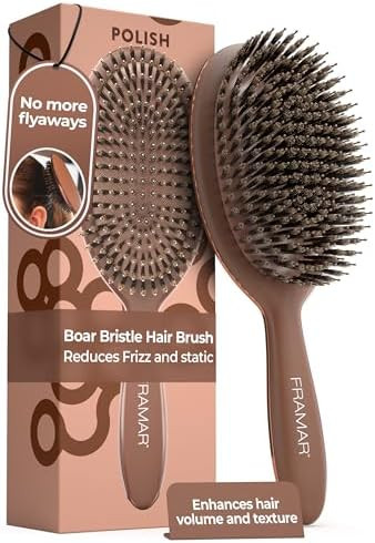 FRAMAR Soft Boar Bristle Hair Brush For Women – Boars Hair Brush For Women, Boar Brush For Fine... | Amazon (US)