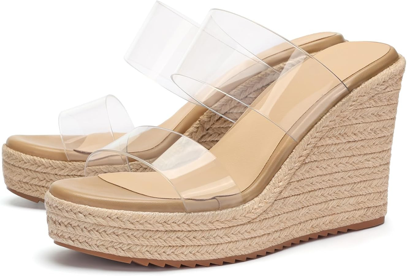 VICKI\u00b7VICKI Women's Wedge Sandals Wedges Heels Espadrilles,Slip on Open Toe Platform Summer ... | Amazon (US)