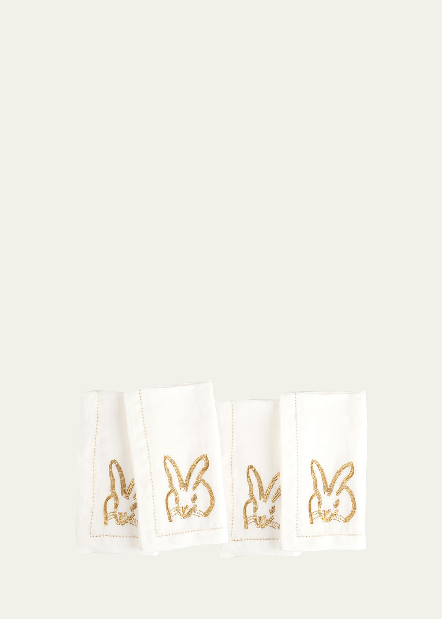 Painted Bunny Embroidered Dinner Napkin - White/Gold | Bergdorf Goodman