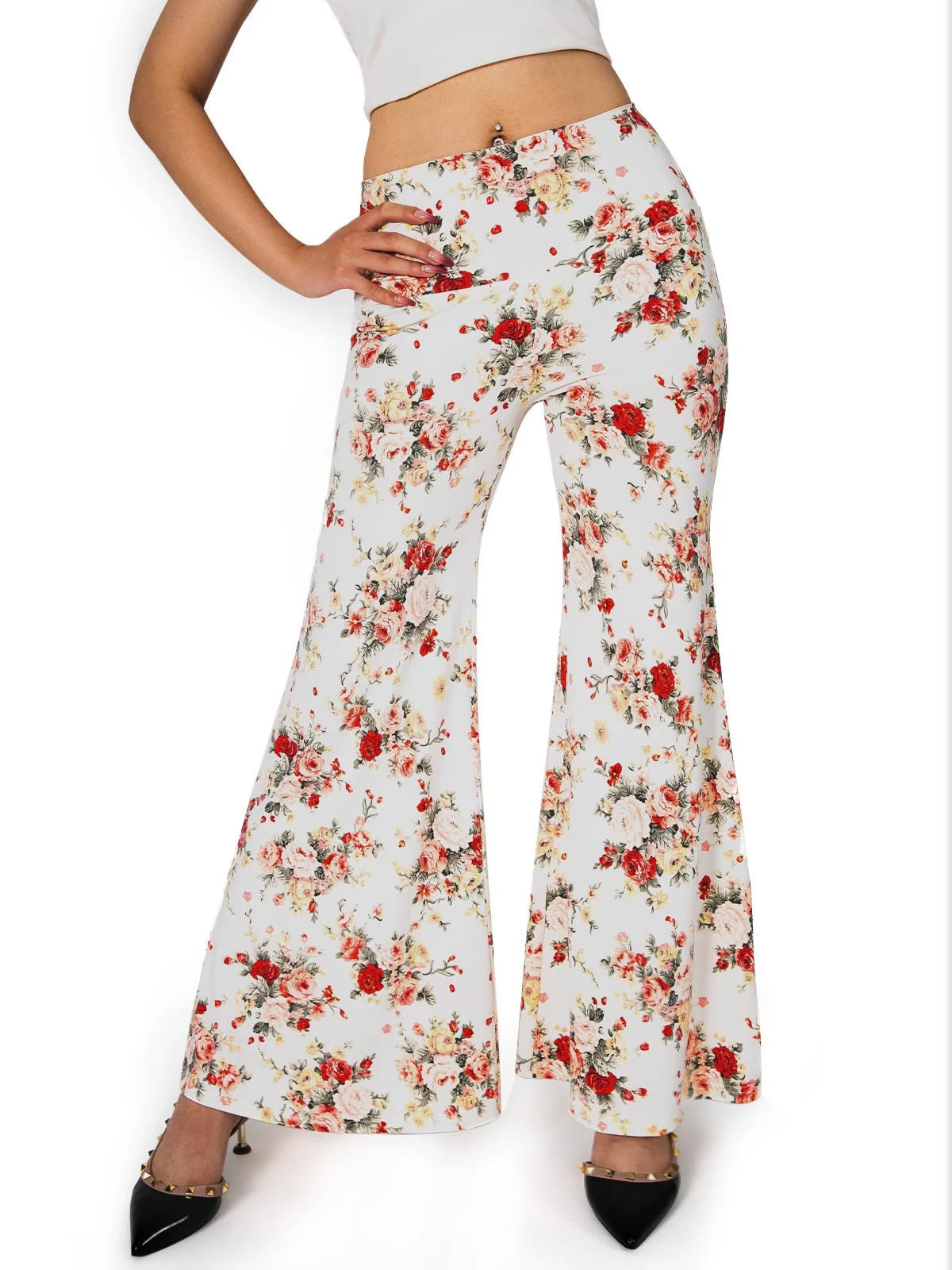 GingDin Womens Casual Wide Leg Pants Boho Paisley Printed Palazzo Pants | Walmart (US)