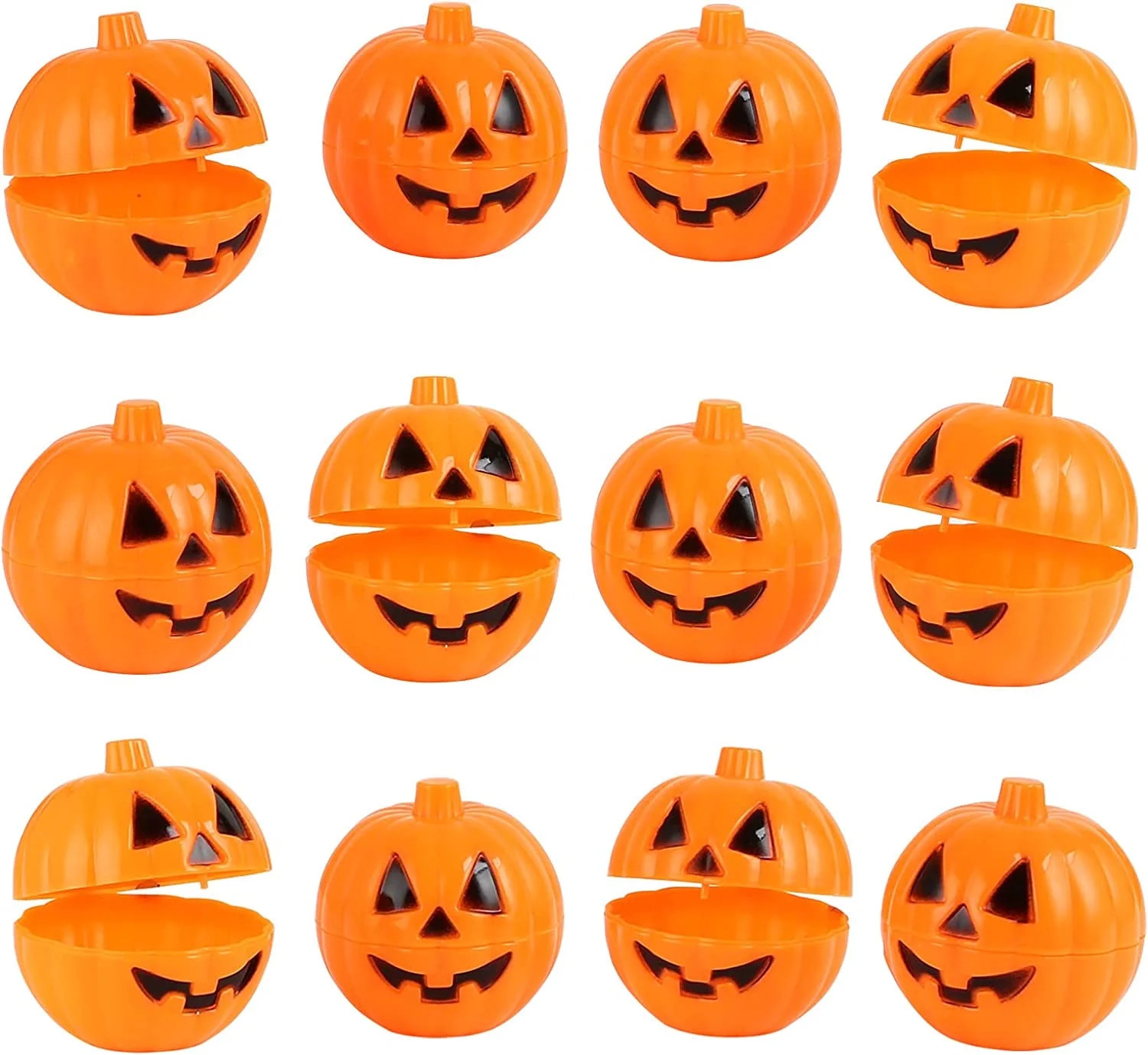 Naler 12Pcs Plastic Pumpkin Candy Boxes, Fillable Halloween Egg Hunt Treats Holder Containers Par... | Walmart (US)