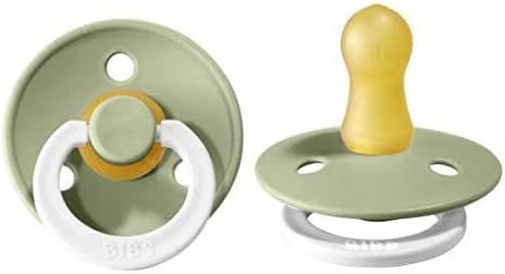BIBS Pacifiers | Natural Rubber Baby Pacifier | Set of 2 BPA-Free Soothers | Made in Denmark | Sage  | Amazon (US)