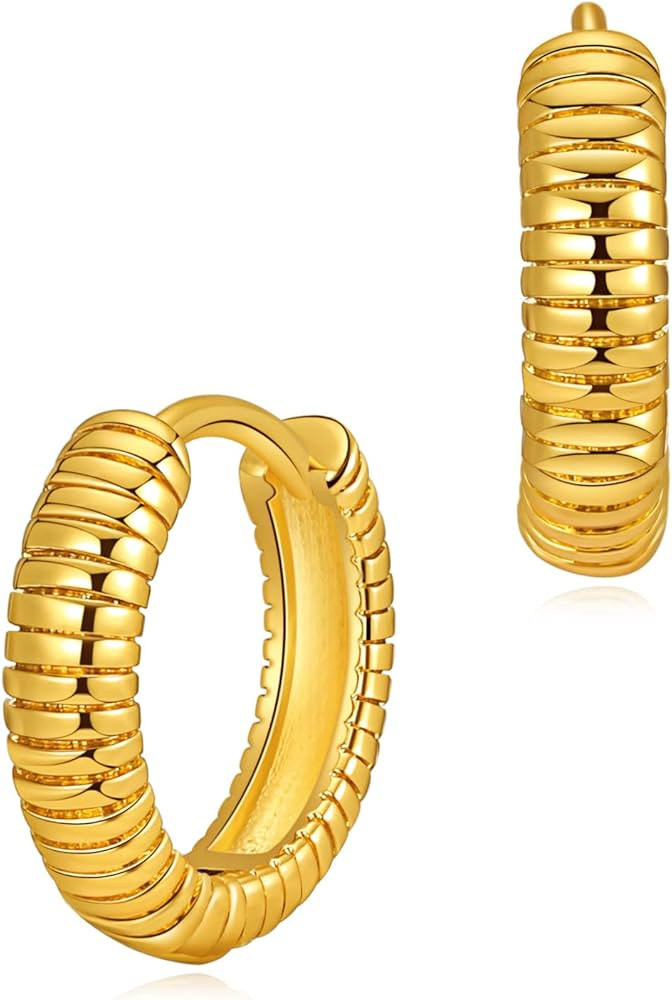 MRSXIA Huggie Earrings for Women Gold Hoop 18K Gold Filled Small Simple Delicate Hypoallergenic E... | Amazon (US)