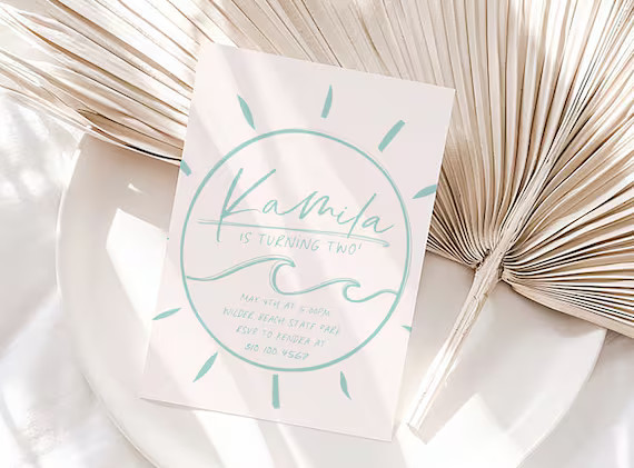 Modern Beachy Birthday Invite | Simple Surf Birthday Invite | Beach Birthday | Surfer Baby Shower... | Etsy (US)