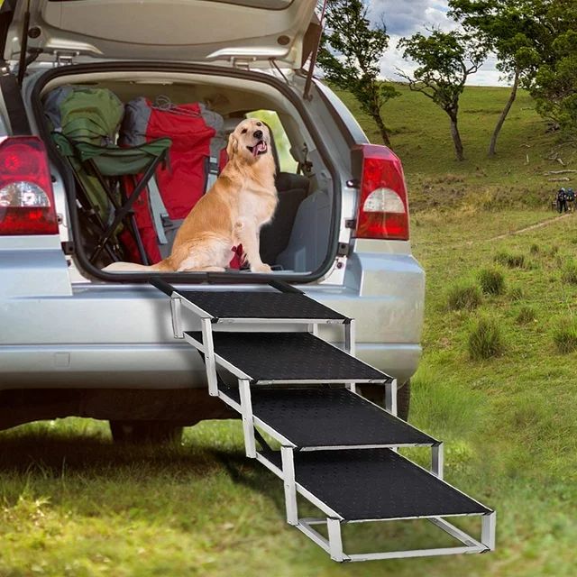 Snagle Paw Extra Wide Dog Car Stairs for Large Dogs, Foldable Pet Steps Aluminum Dog Ramps 4 Step... | Walmart (US)