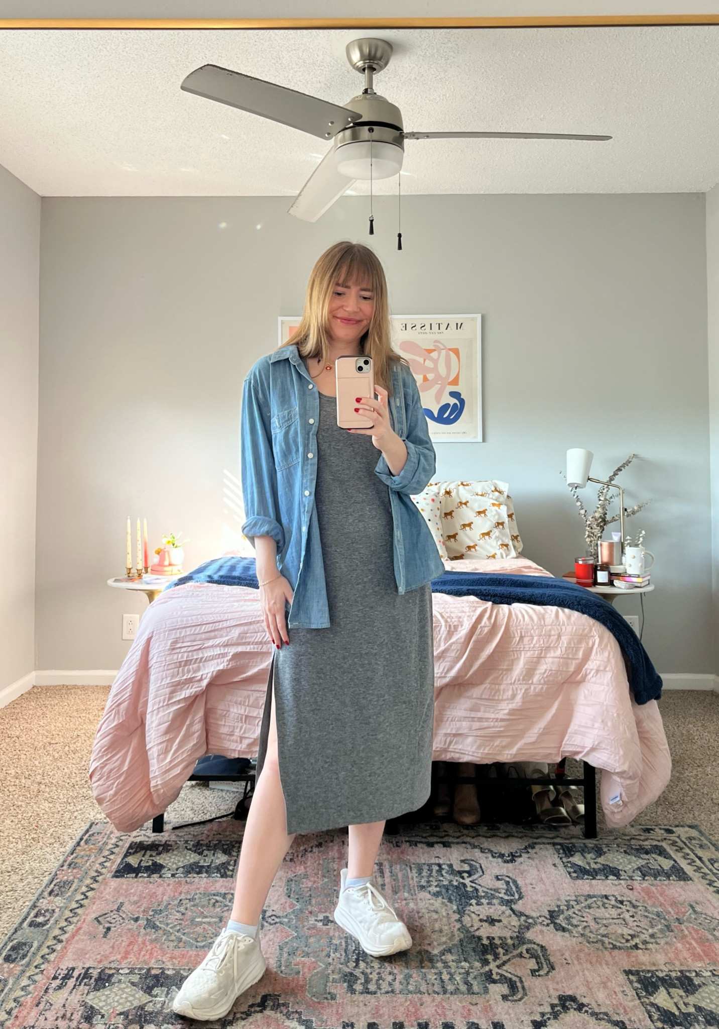 the comfiest summer to fall transition dress - made of a cloud jersey material that’s soft & stretchy without feeling tight! love it with an oversized denim shirt and white tennis shoes 

#LTKStyleTip #LTKWorkwear #LTKFindsUnder50