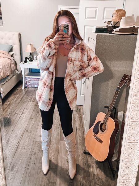 I’m normally a firm lover of warmer weather but these cold weather outfits are making me swoon.

I snagged this cozy Sherpa jacket from Walmart yesterday for under $20! I did size up to an XL, just because I love an oversized fit. Everything styled is true to size and I splurged on the boots but they were just under $85 and I couldn’t resist! So comfy! 



#LTKCyberweek #LTKSeasonal #LTKunder50