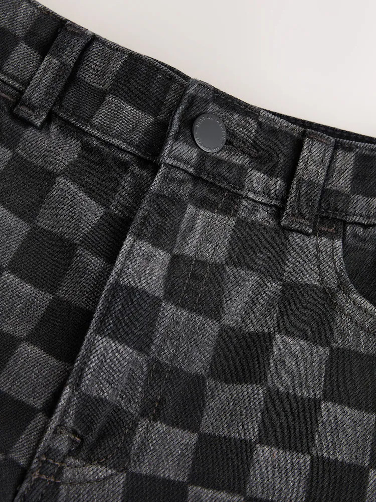 Grey Check Denim Jort Shorts (3-16yrs) | Next US