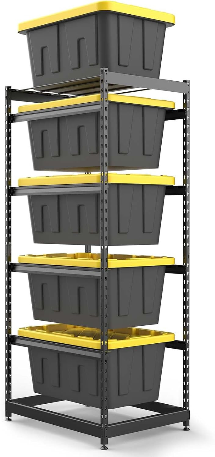27 Gallon Tote Storage Rack, Heavy-Duty Storage Bin Rack Organizer, 5-Tier Standing Storage Bin Shelves, 250 lb Capacity, Maximize Space for Garage, Warehouse, Utility, 1 Pack Pro(Totes Not Included) | Amazon (US)