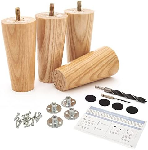 Ash Wood Furniture Legs - Premium Mid Century Legs for Sofa, Chair, Table, Dresser, Bed, Cabinet,... | Amazon (US)