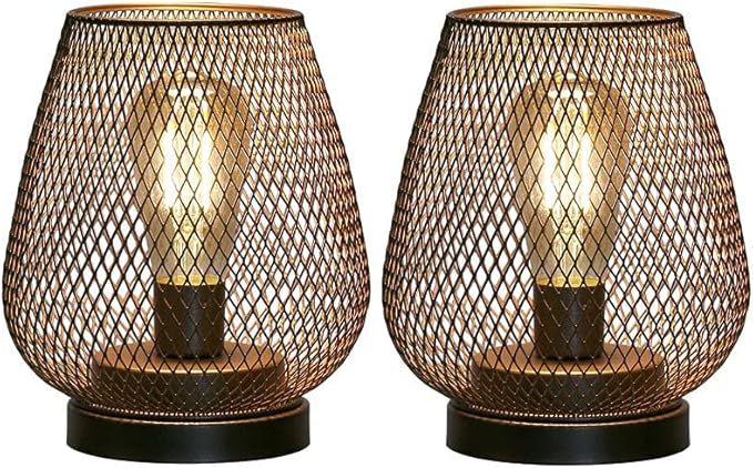 JHY DESIGN Set of 2 Metal Cage LED Lantern Battery Powered Cordless Accent Light with LED Great f... | Amazon (US)