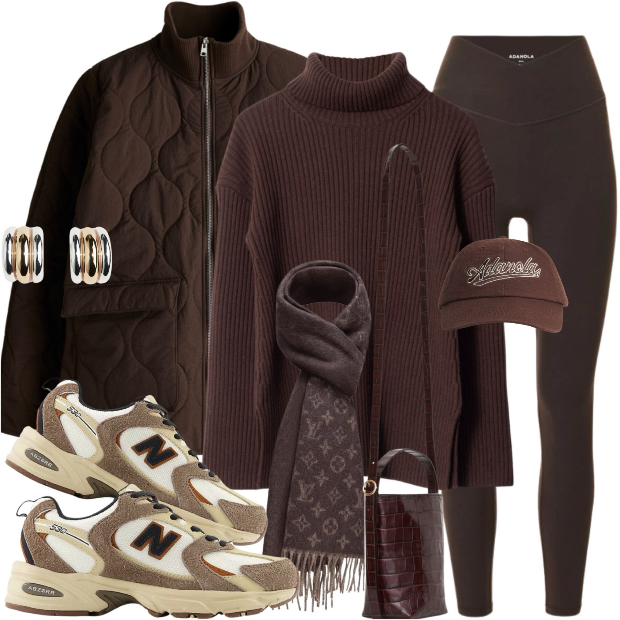 Casual comfy outfit  ♥️
Quilted jacket, leggings, turtleneck jumper & new balance trainers, scarf, Adanola baseball cap, crossbody bag & two tone earrings.
Weekend outfit, burgundy outfit, casual look, comfy casual, everyday outfit, comfy casual, adanola leggings, sneakers. 

#LTKstyletip #LTKeurope #LTKuk