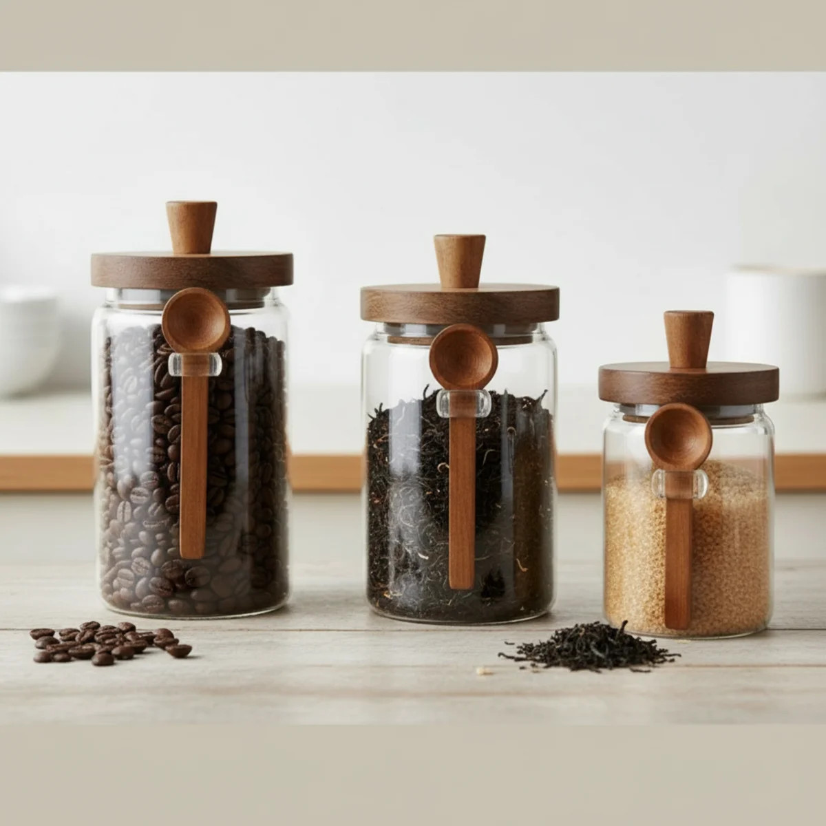 Glass Food Storage Containers with Airtight Lids and spoons, 3 Pack, for Coffee, Tea, Cereal, Spice and pantry items, Eco Friendly & BPA Free | Wayfair North America
