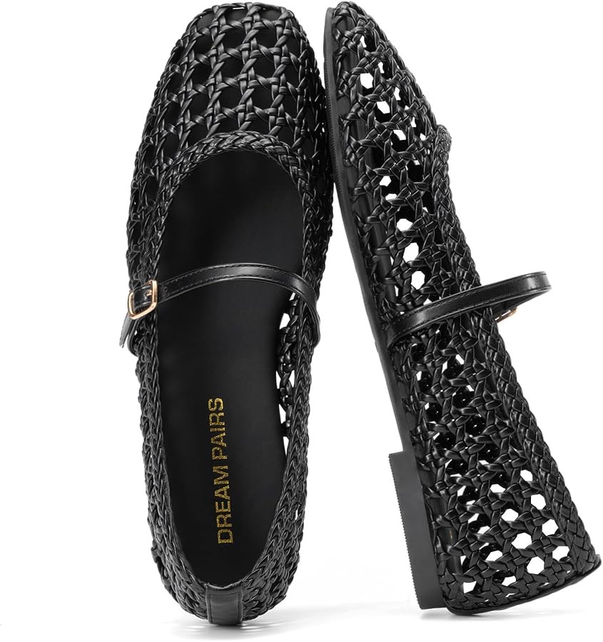 DREAM PAIRS Woven Ballet Mary Jane Flats for Women | Amazon (US)