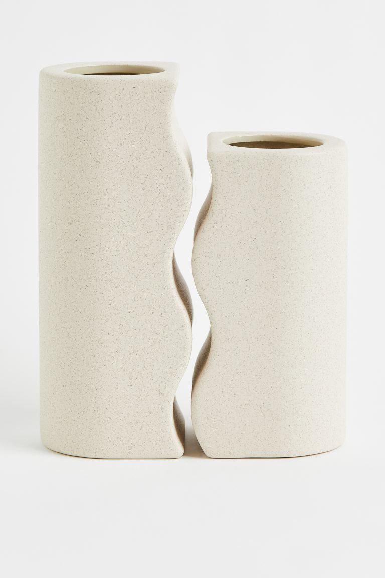 2-pack Stoneware Vases - Light beige - Home All | H&M US | H&M (US + CA)