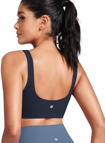 HeyNuts Womens U Back Sports Bra, Scoop Neck Low Impact Workout Yoga Tops Padded with Built in Br... | Amazon (US)
