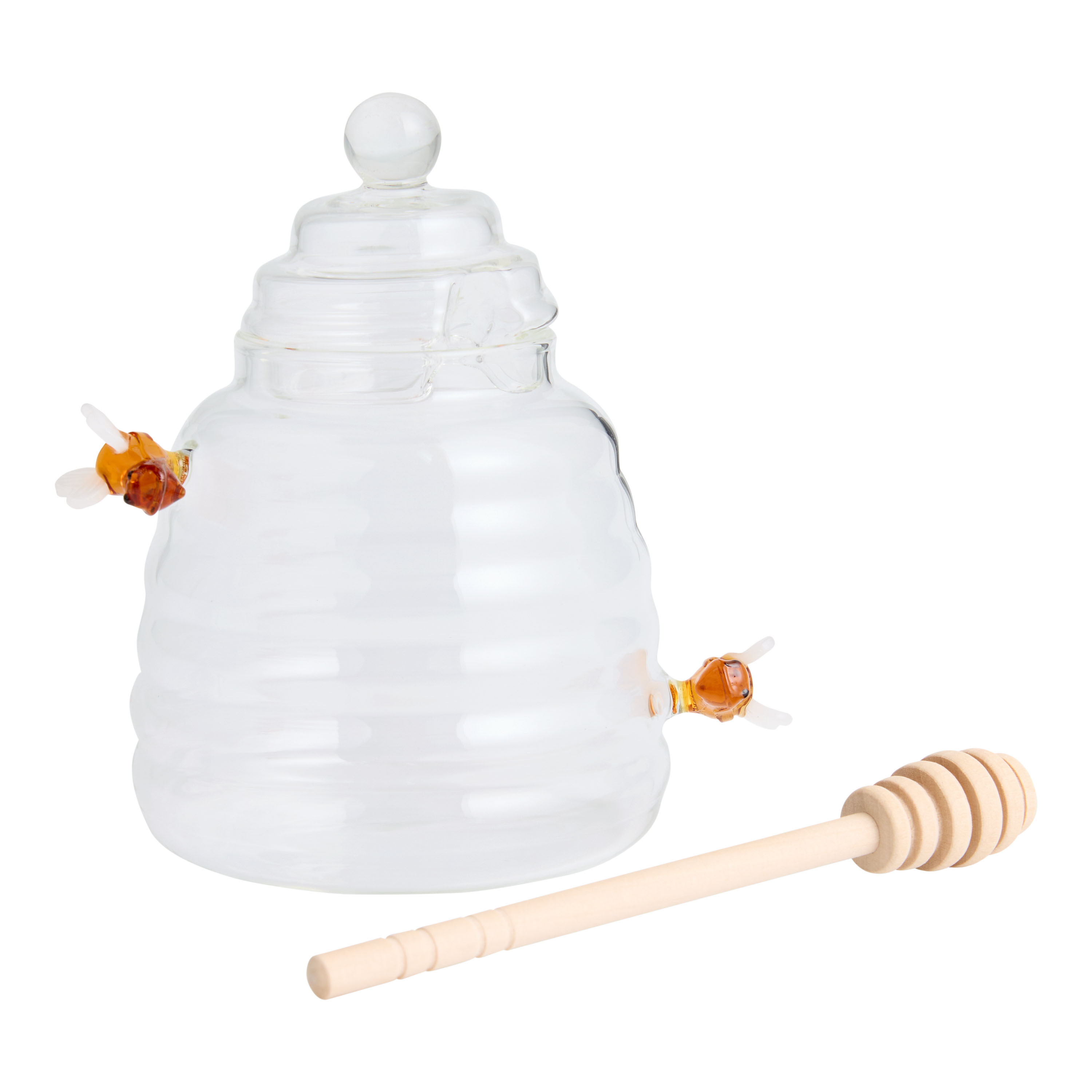 Glass Bumblebee Icon Handmade Honey Pot with Wood Dipper | World Market