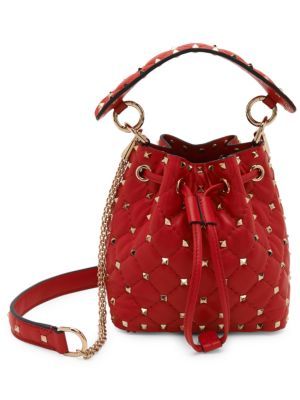 Valentino Garavani Mini Rockstud Spike Leather Bucket Bag | Saks Fifth Avenue