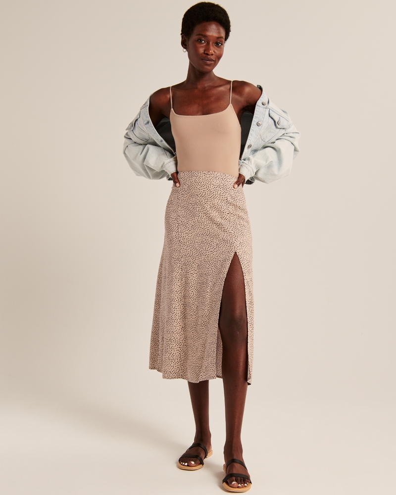 High-Slit Flirty Midi Skirt | Abercrombie & Fitch (US)