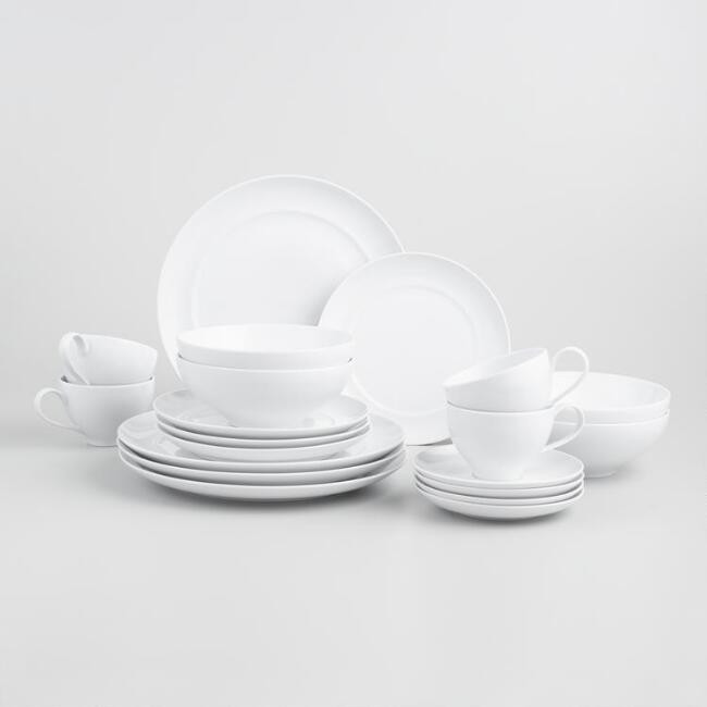 White Spin Dinnerware 16 Piece Set | World Market