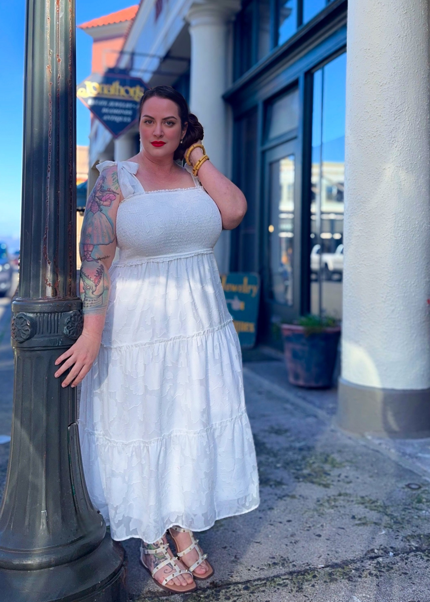 Pinup fashion plus size white lace summer dress with tie straps and smocked bodice

#LTKOver40 #LTKFindsUnder50 #LTKPlusSize