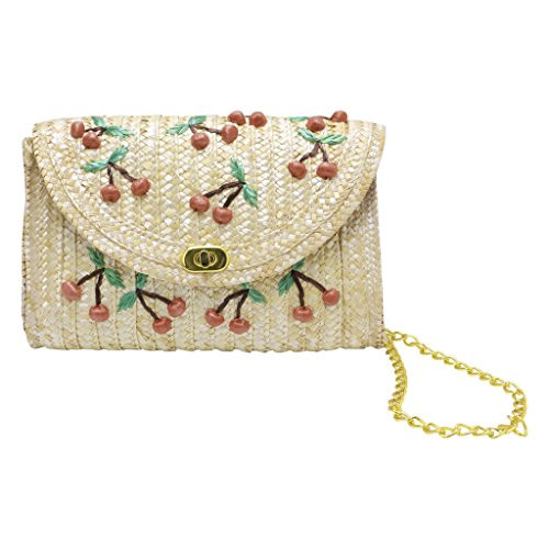 OHTOP Banana Cherry Straw Messenger Shoulder Crossbody Clutch Flap Chain Bag Beach | Amazon (US)