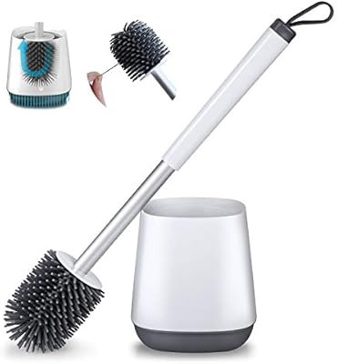 POPTEN Toilet Bowl Cleaning Brush and Holder Set for Bathroom Storage and Organization, Deep-Clea... | Amazon (US)