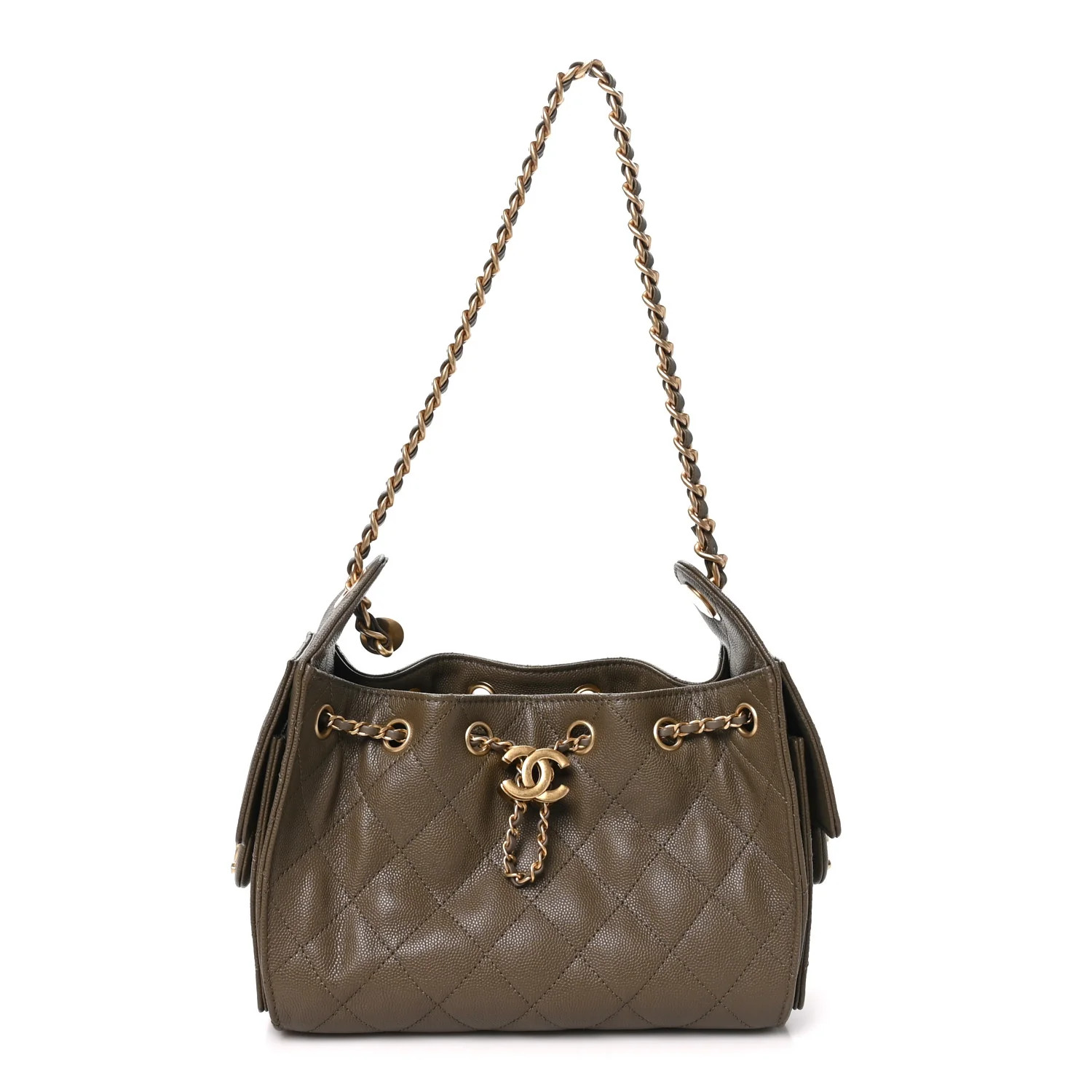 Chanel Caviar Quilted Mini Chanel 25 Handbag Dark Khaki 1947948 | FASHIONPHILE (US)