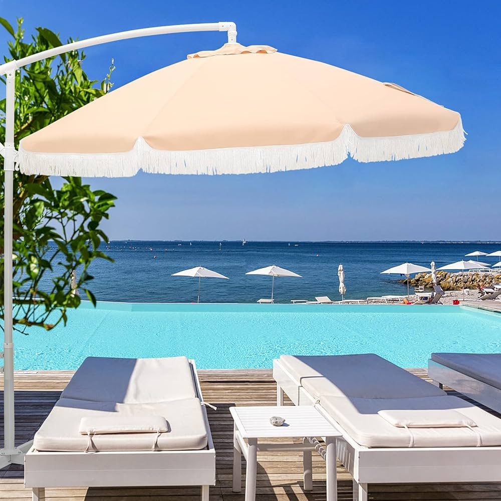 Sophia & William Patio Umbrella 9ft Outdoor Offset Umbrella Cantilever Umbrella with Fringe Tasse... | Amazon (US)