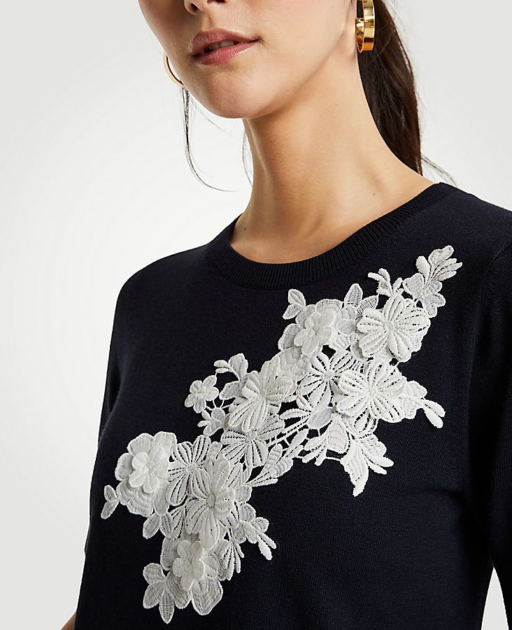 Floral Applique Sweater Tee | Ann Taylor (US)