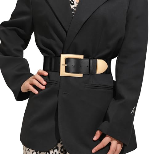 WERFORU Women Wide Elastic Waist Belt with Square Buckle Ladies Thick Stretch Belt for Dress Waistband for Woman | Amazon (US)