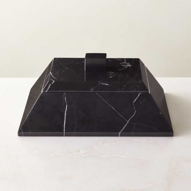 Pyramid Modern Black Marble Box + Reviews | CB2 | CB2