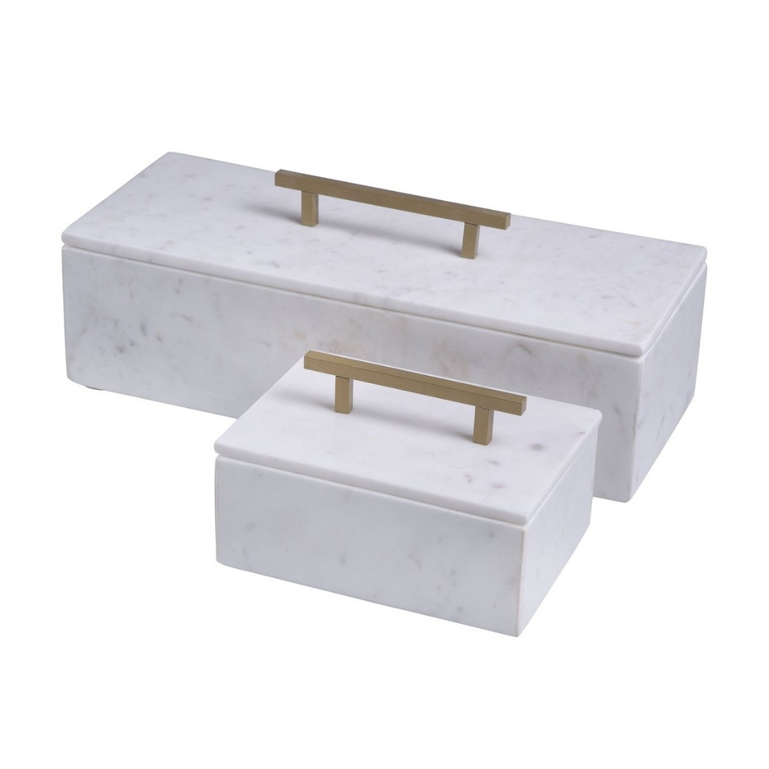 Marble Box with Gold Metal Handle | Megan Molten