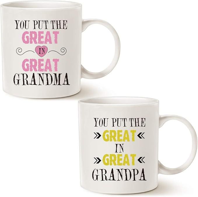 MAUAG Grandparent Coffee Mug Christmas Gifts, You Put the Great in Great Grandma/Grandpa Best Bir... | Amazon (US)