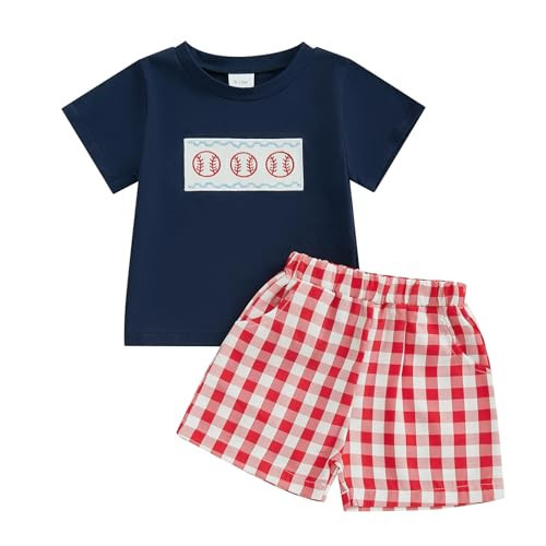 Madjtlqy Toddler Baby Boy Summer Clothes Short Sleeve T Shirt Top Casual Shorts Set Cute Infant Boys Shorts Set (A Blue, 2-3T) | Amazon (US)
