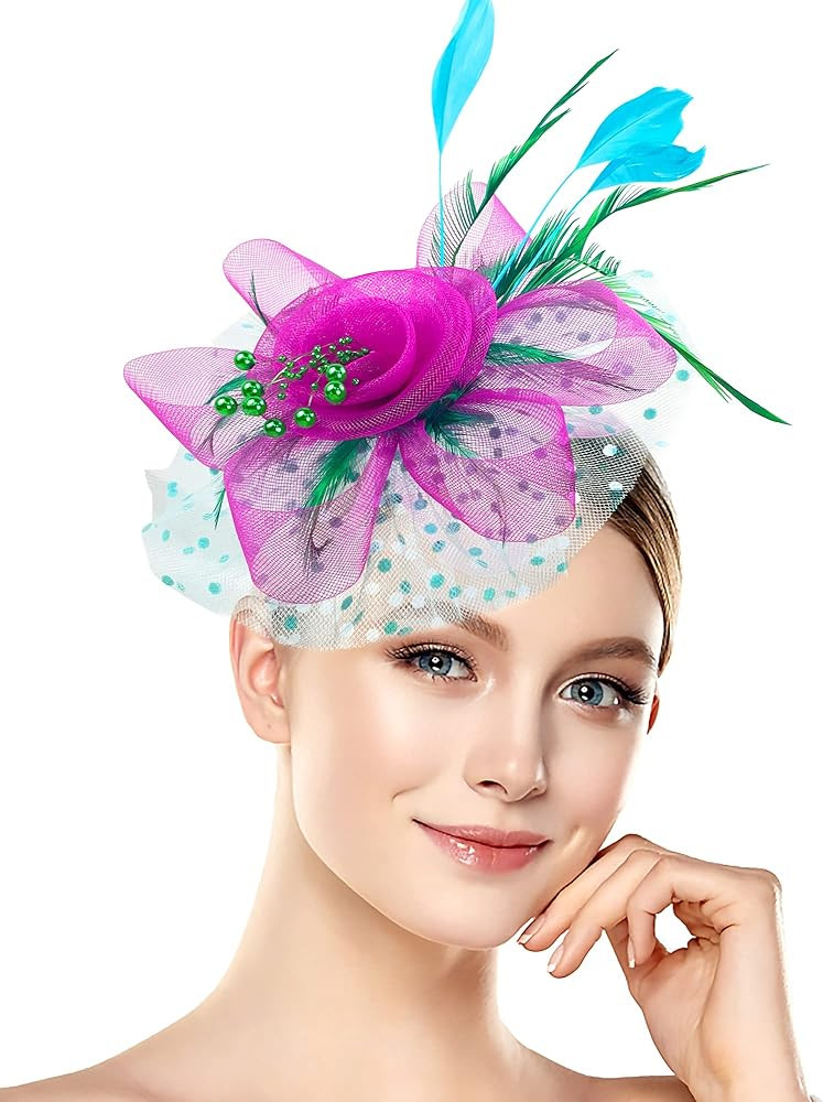 Halloween Fascinators Hat for Women Tea Party Feather Headband Mardi Gras Cocktail Hat Weddings | Amazon (US)