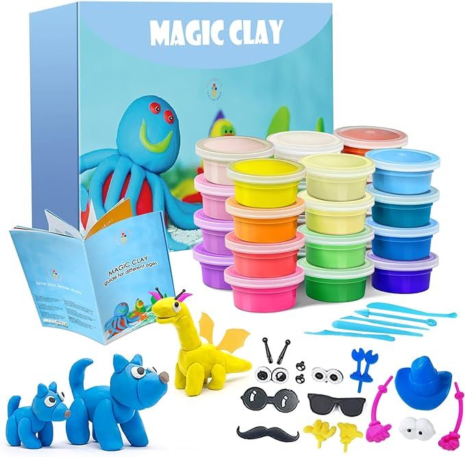 Modeling Clay Kit - 24 Colors Air Dry Ultra Light Soft & Stretchy DIY Molding Clay with Tools, An... | Amazon (US)